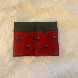 J CREW Whale Pattern Card Holder Wallet Red/Blue